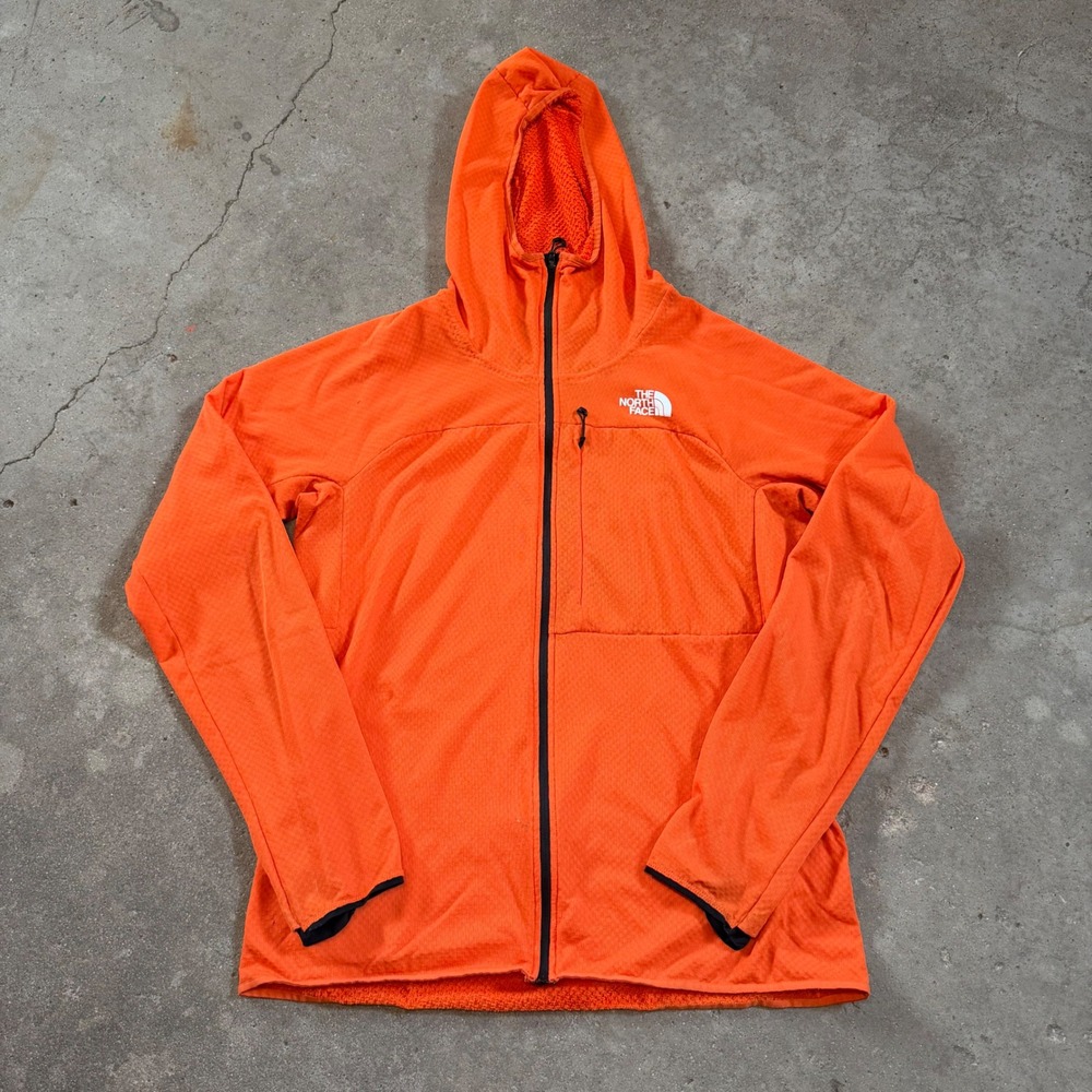 The North Face Summit Series Hoodie Men L Orange Full Zip Grid Fleece BMQ769376